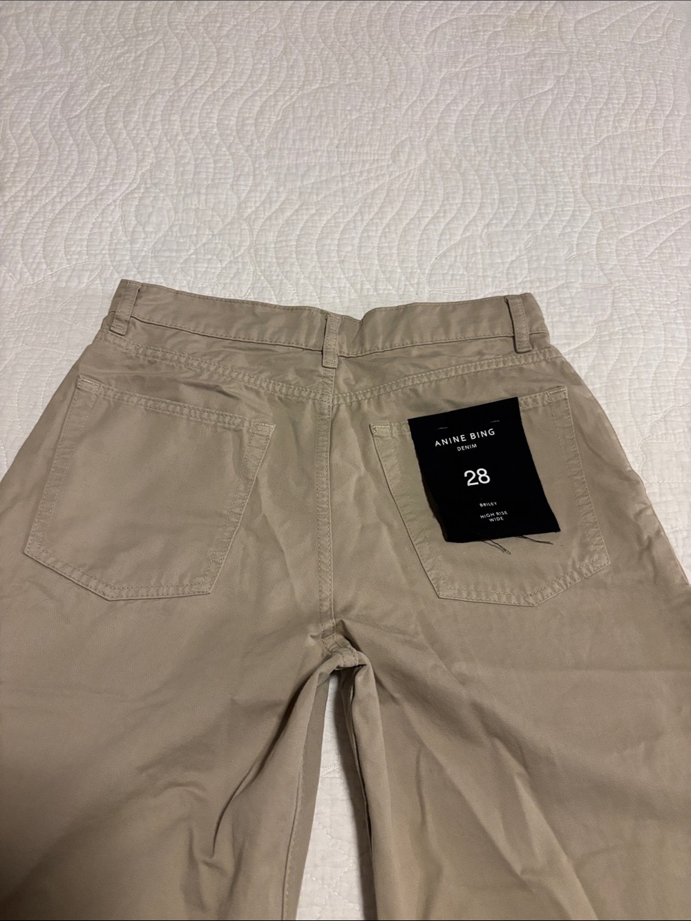 NWT Anine Bing Briley high rise Wide-Leg pants in Tan 28 - Picture 10 of 14